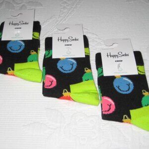 NWT Happy Socks Size 2-3 Years 3 Pairs Boy Girl Toddler Kids Smiling Bells $24